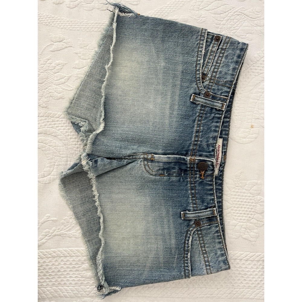 Vtg Y2K Abercrombie & Fitch Women's Low Rise Blue Jean Denim Mini Shorts Size 2 - Picture 5 of 15